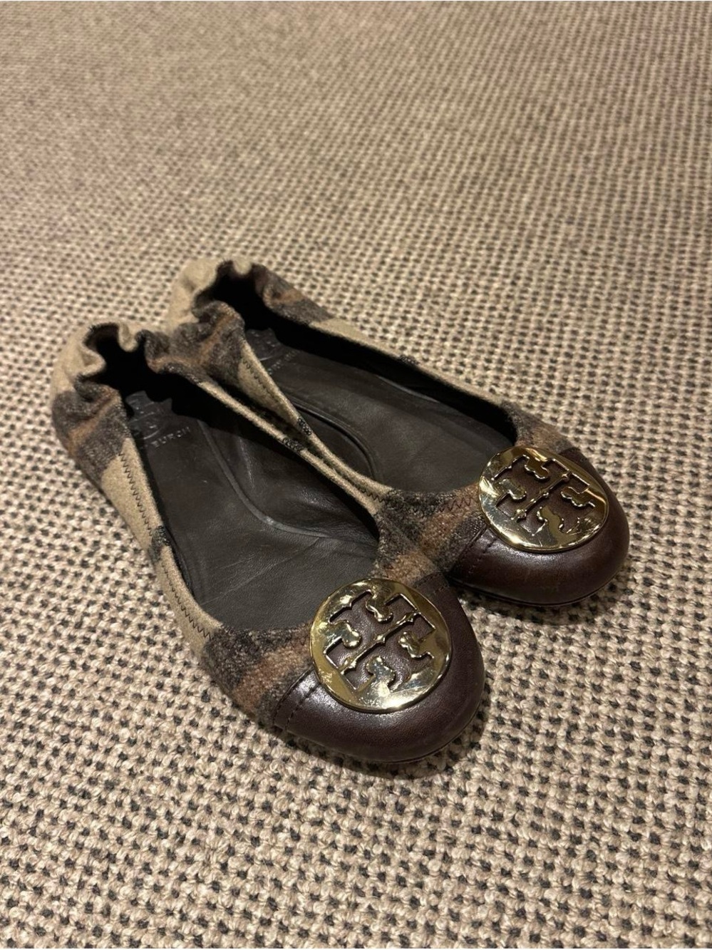 Tory Burch Brown/Tan Reva Ballet Flats